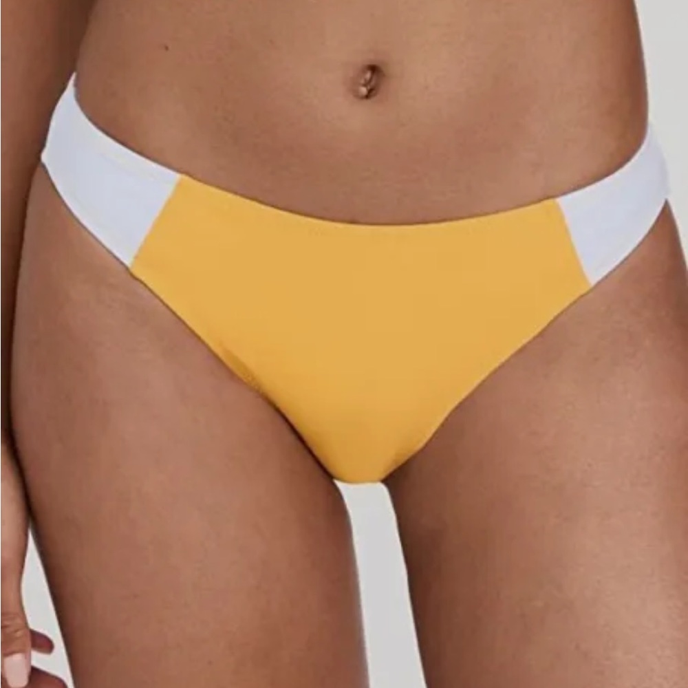 NWOT Anthropologie Solid And Striped Yellow Emily Bikini Bottom Size M Z573